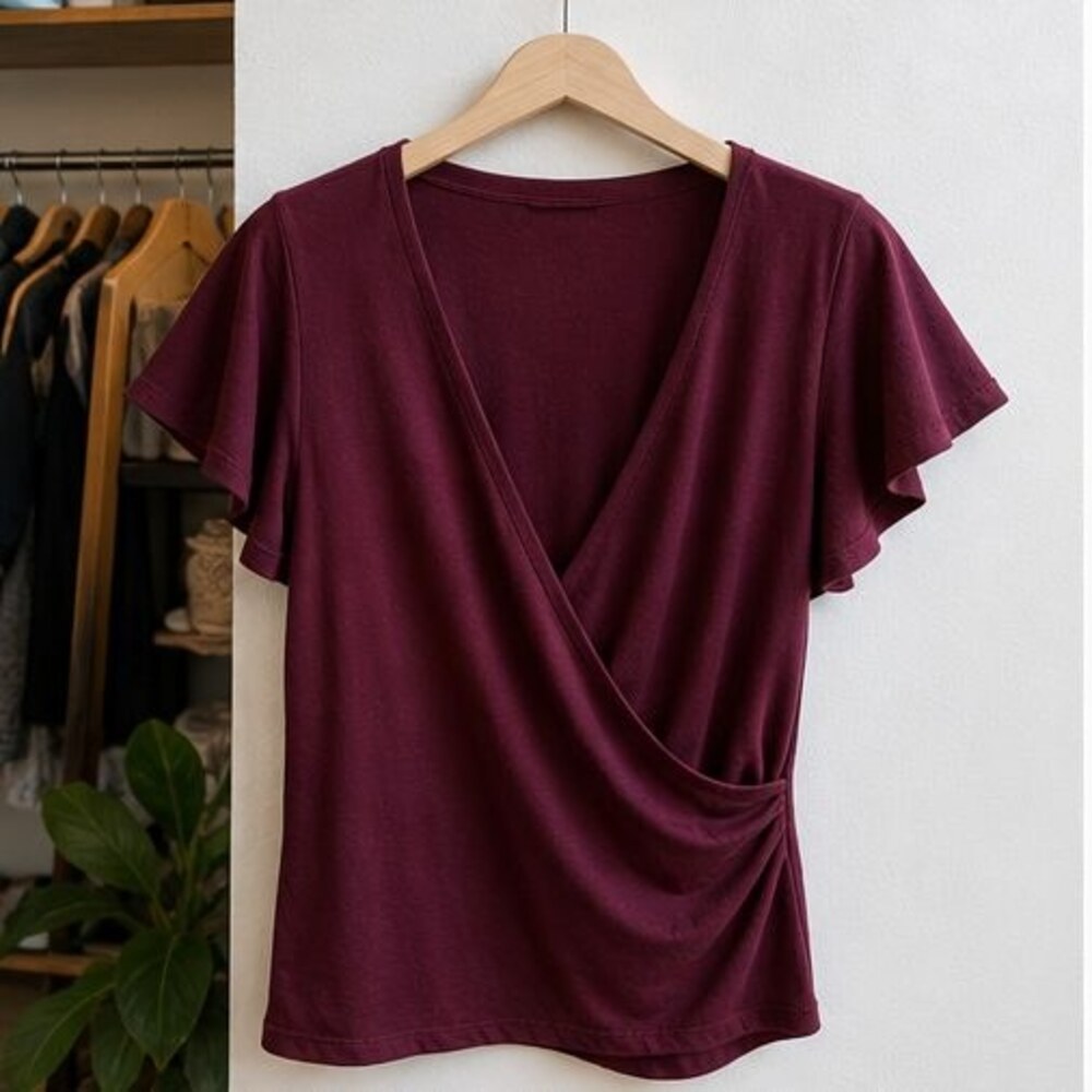 Burgundy Smocked Top